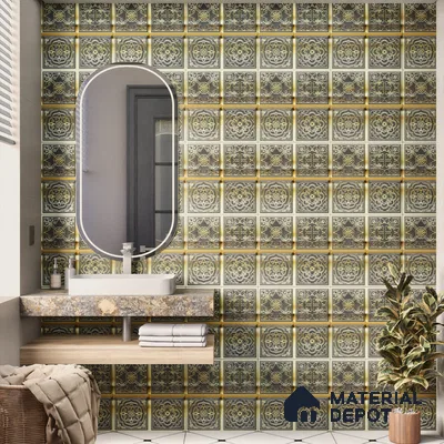 Metallic Wall Tile TL 07235 Regal Noir 1 ft x 1 ft Ceramic Matte Finish - 9 mm  | 2 mm Spacer is Mandatory | Suitable For Bathroom, Kitchen, Dining Area | Please Expect a Slight Variation of Pattern (Sample)